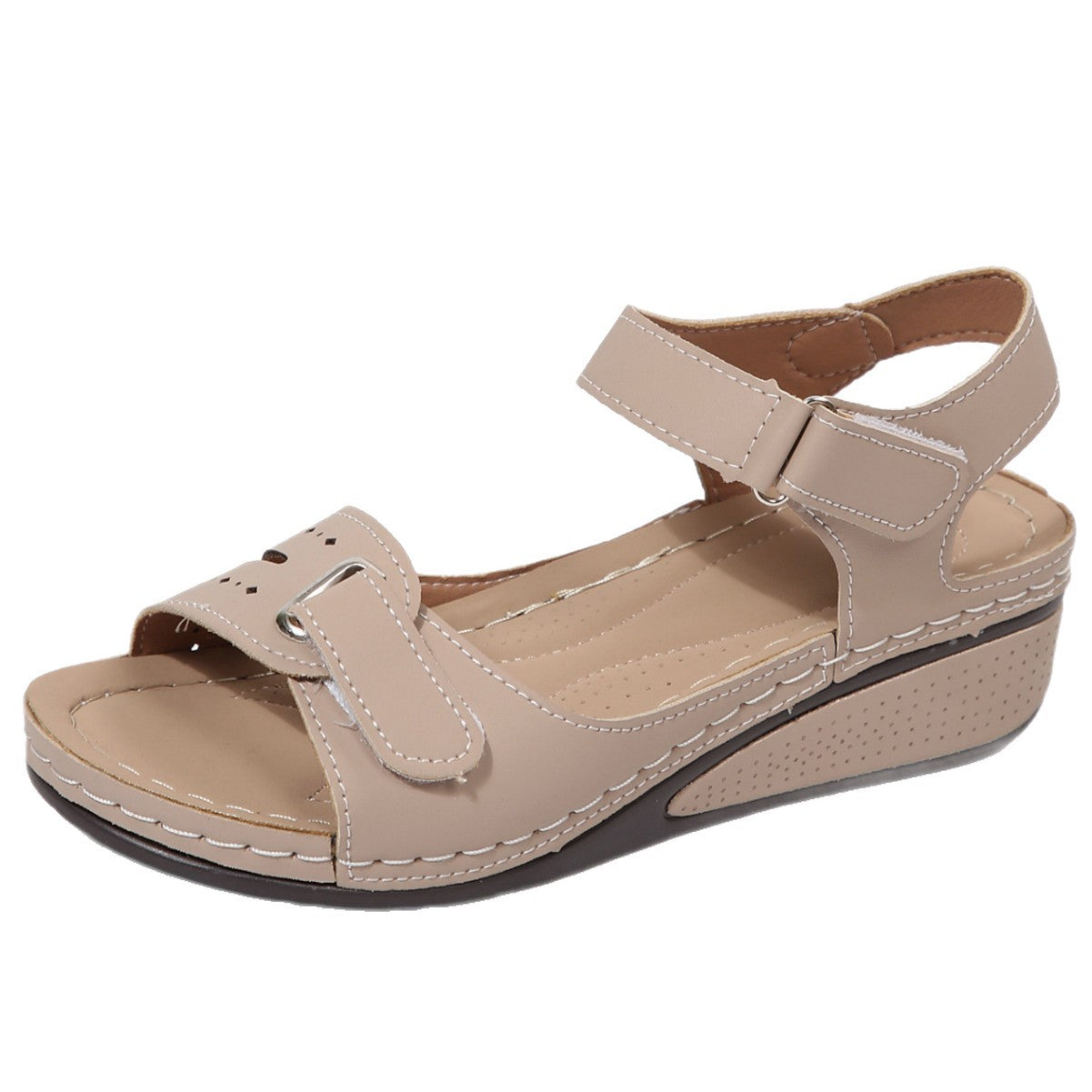 Damen Komfortable Wedge-Sandalen mit verstellbarem Riemen und ergonomischem Fußbett Stalluxe