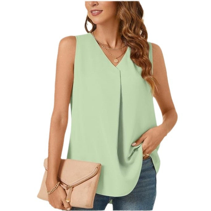Damen elegante Bluse mit V-Ausschnitt und fließendem Schnitt Stalluxe