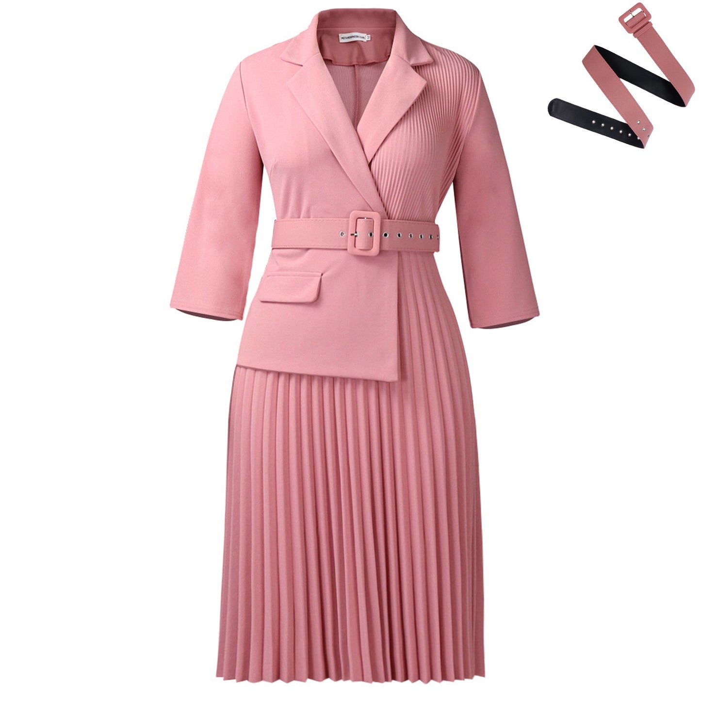 Damen Plissee-Blazer-Kleid mit Taillengürtel Stalluxe