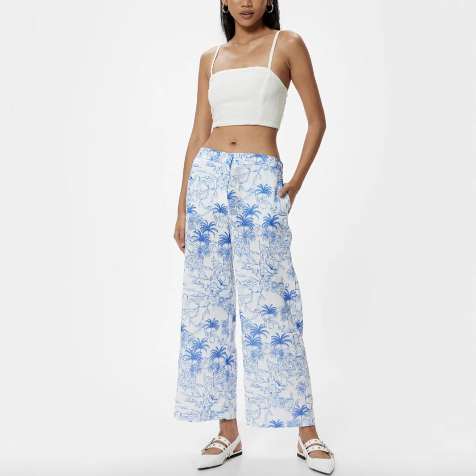 Damen Palazzo-Hose mit floralem Muster und weitem Schnitt Stalluxe