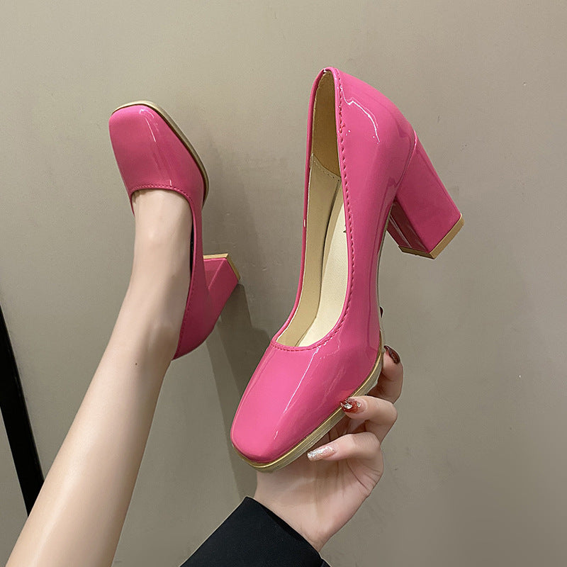 Damen elegante Pumps mit quadratischer Zehenkappe und hohem Blockabsatz Stalluxe