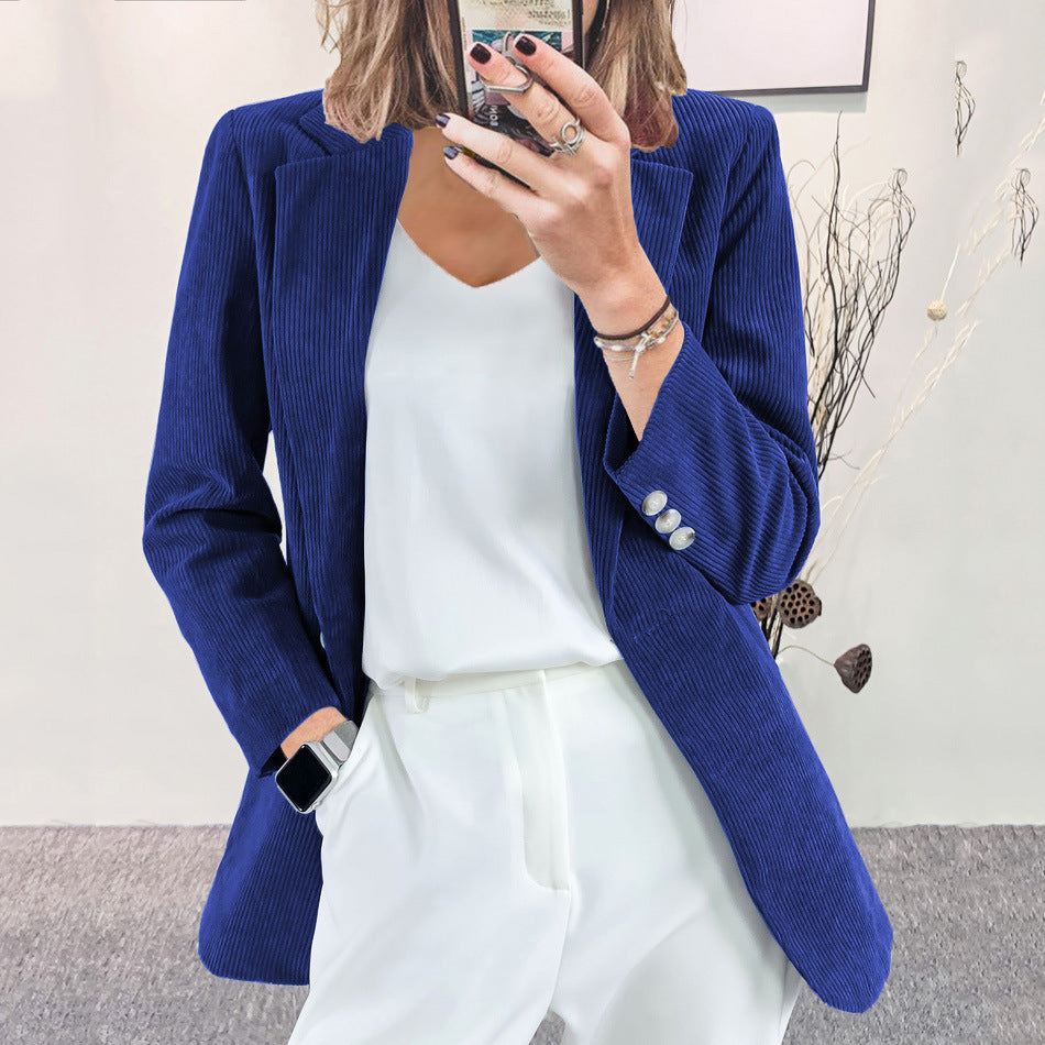 Damen elegante Cordjacke mit strukturiertem Design und modischen Details Stalluxe