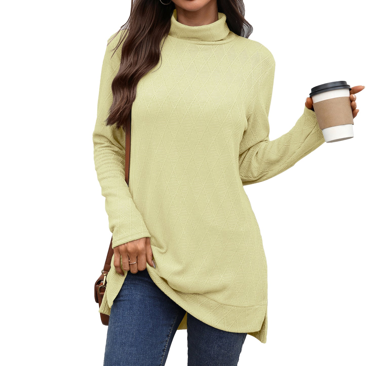 Damen Langarm Sweater mit Stehkragen Stalluxe