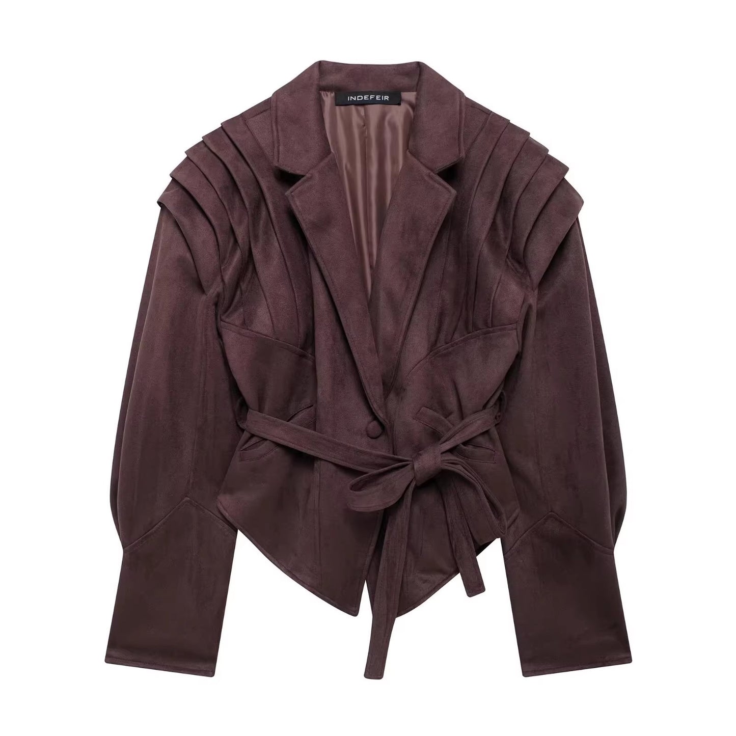 Damen Trendige Kunstlederjacke mit modischem Gürtel und raffiniertem Schnitt Stalluxe