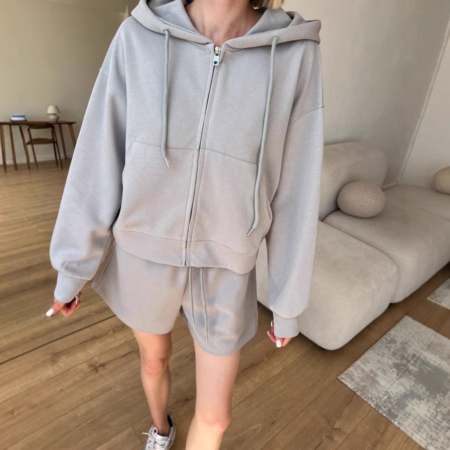 Damen lässiger Hoodie und Shorts Set mit weitem Schnitt und atmungsaktivem Material Stalluxe