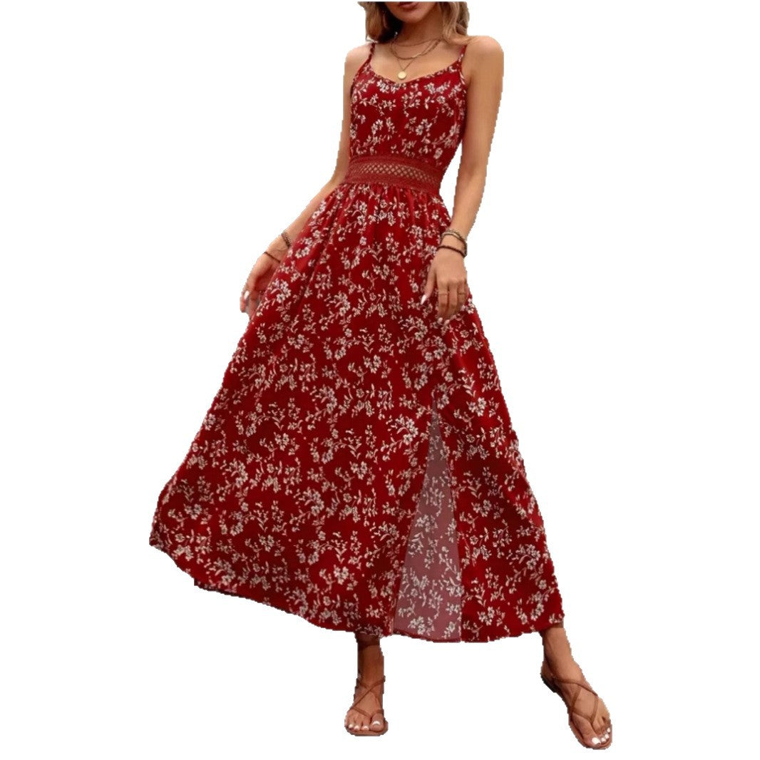 Damen Sommermaxikleid mit floralem Design und raffiniertem Schlitz Stalluxe