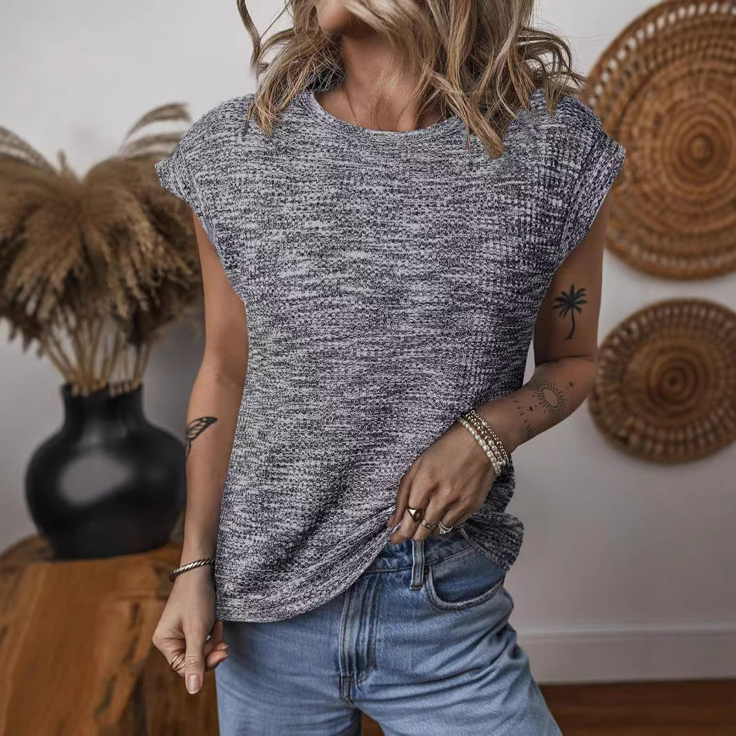 Women's Textured Short Sleeve Crew Neck Top Stalluxe