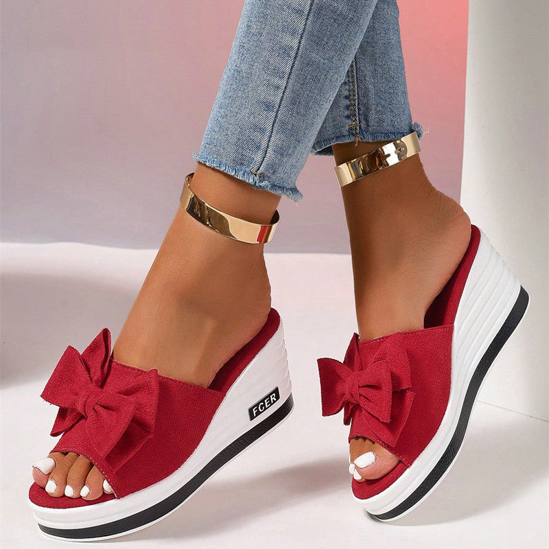 Damen Plateausandalen mit modischer Schleifenapplikation und komfortabler Sohle Stalluxe