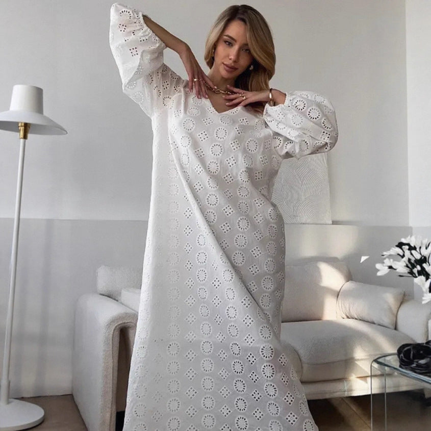 Damen Elegantes Luftiges Strandkleid mit Stickereidetails Stalluxe