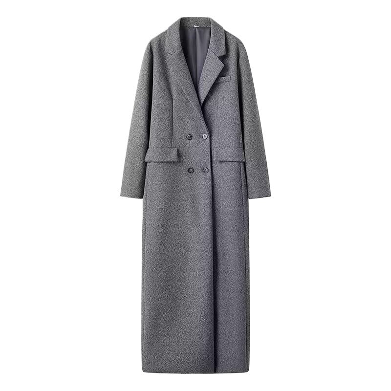 Damen eleganter oversized Wollmantel mit doppelter Knopfleiste Stalluxe