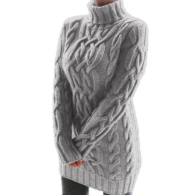 Damen Grobstrickpullover mit hohem Kragen und Zopfmuster Stalluxe