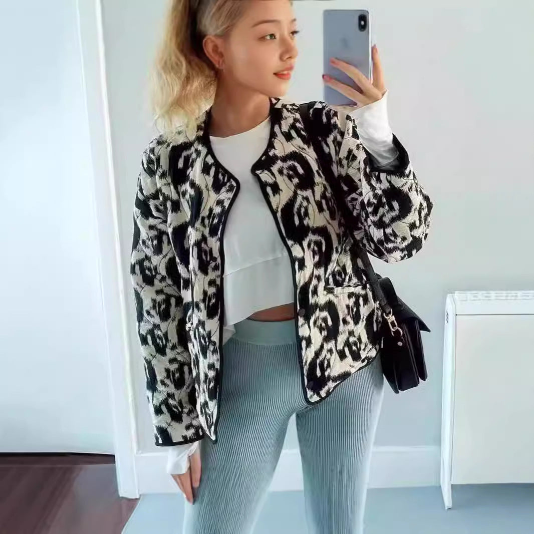 Damen gesteppte Jacke mit elegantem Animal-Print Stalluxe