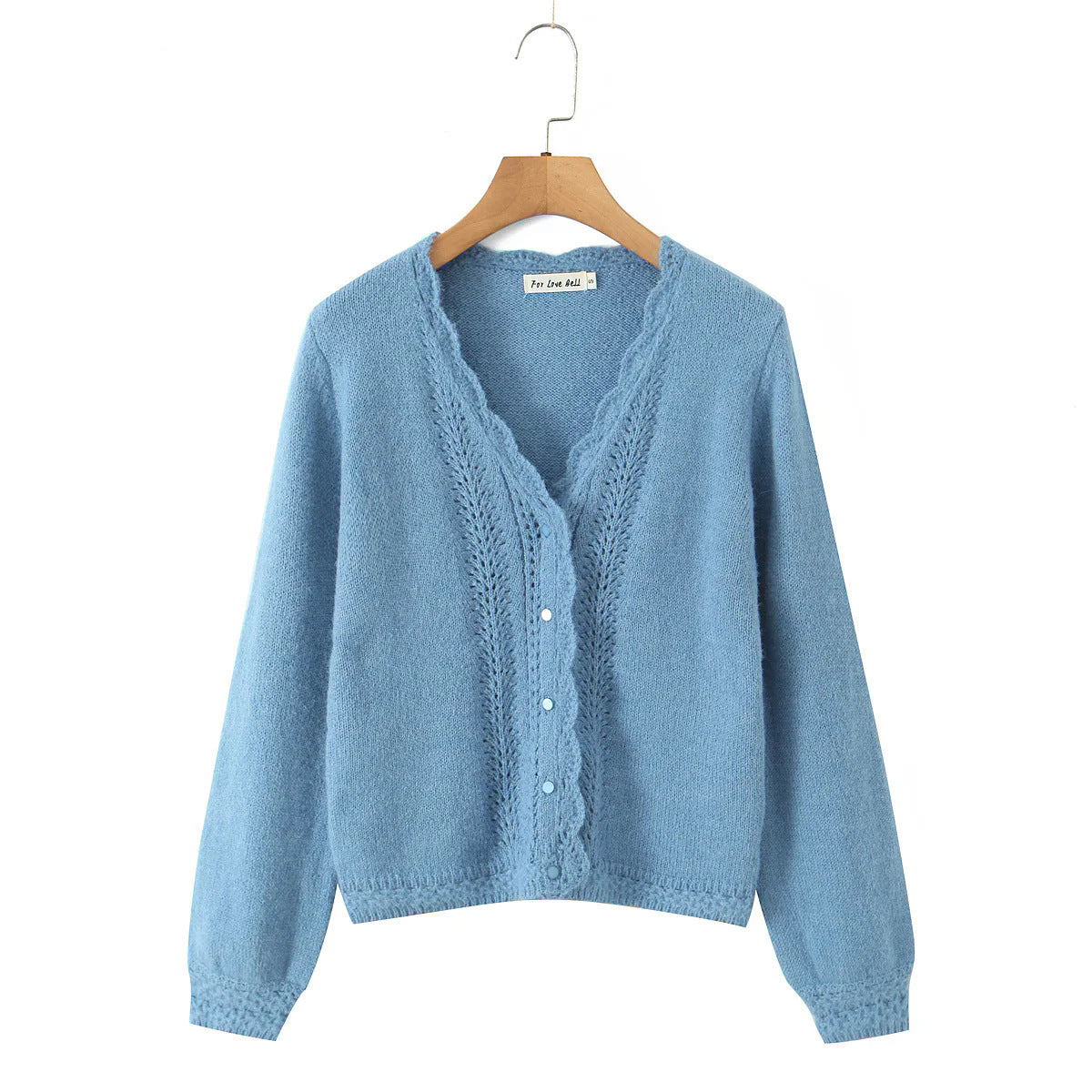 Damen elegante Strickjacke mit tiefem V-Ausschnitt und zarten Knöpfen Stalluxe