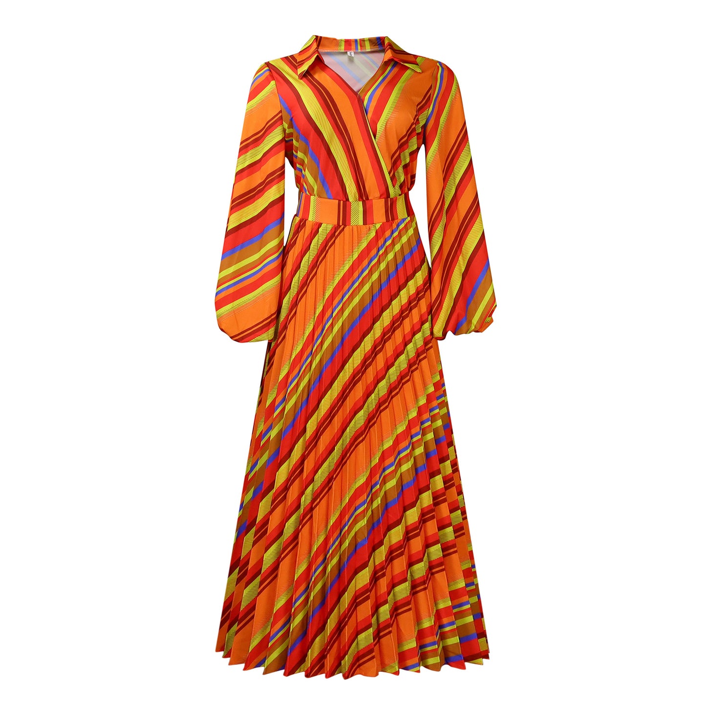 Damen Maxikleid mit plissiertem Design und schickem Hemdkragen Stalluxe