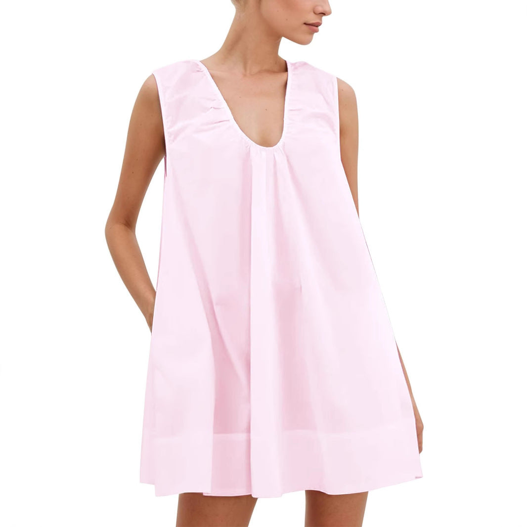 Damen Lässiges Sommerkleid mit Rüschen-Ausschnitt Stalluxe