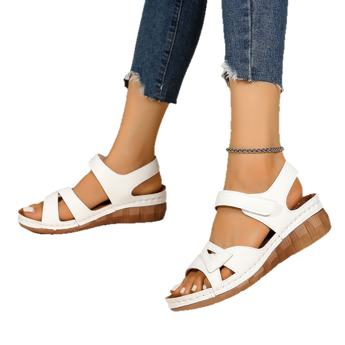 Damen Komfortable Riemensandalen mit flexibel verstellbaren Riemen und gepolsterter Sohle Stalluxe