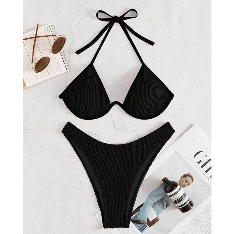 Damen Triangel-Bikini mit Struktur und verstellbaren Trägern Stalluxe