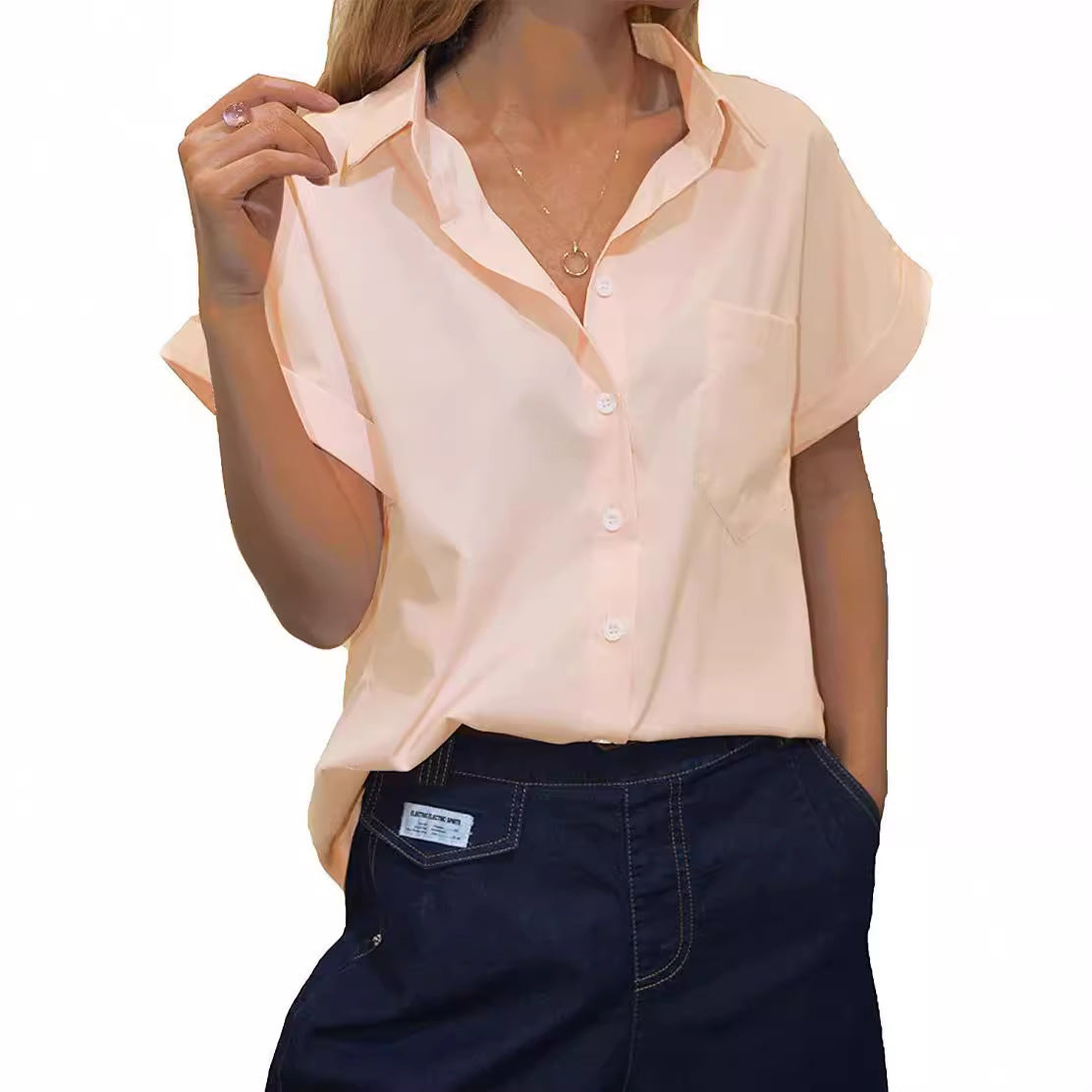 Damen elegant geschnittene Kurzarmbluse Stalluxe