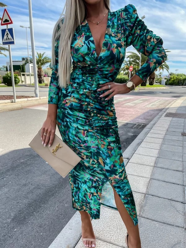 Damen Maxikleid mit raffinierten Rüschendetails Stalluxe