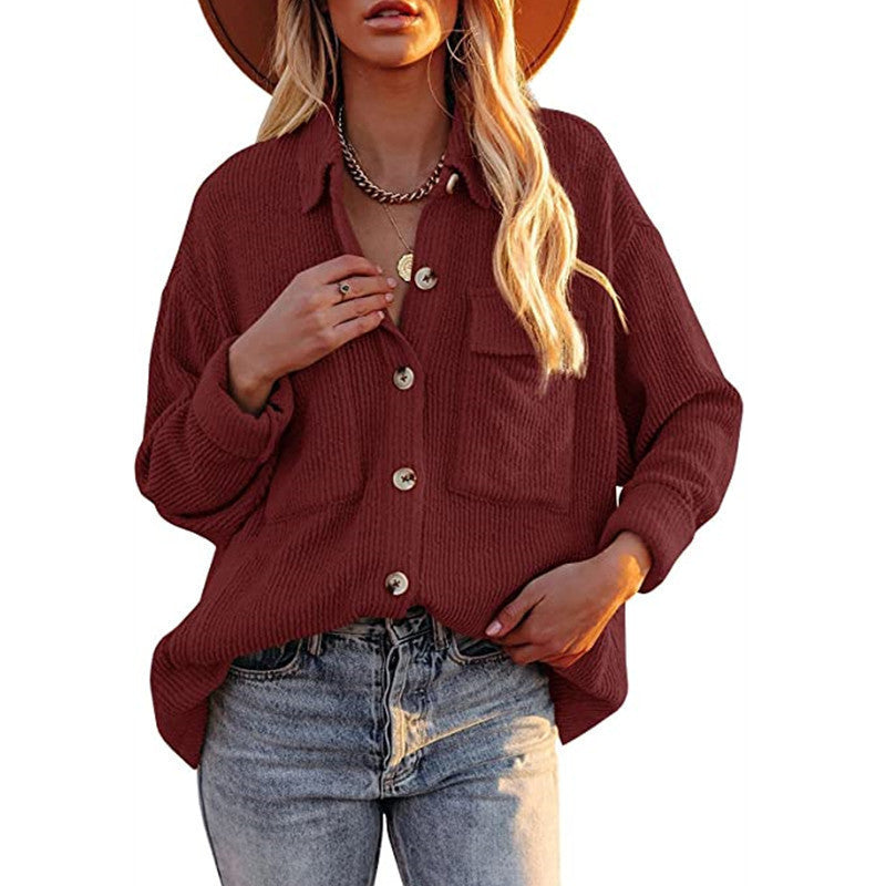 Damen Oversized Hemdbluse mit strukturiertem Design und Knopfdetails Stalluxe
