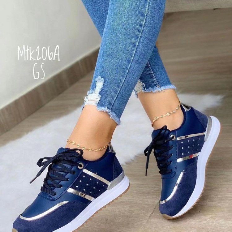 Damen Modische Sneakers mit glänzenden Akzenten und atmungsaktiver Sohle Stalluxe