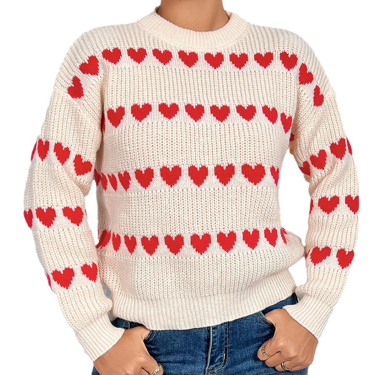 Damen Strickpulli mit Herzmuster Stalluxe