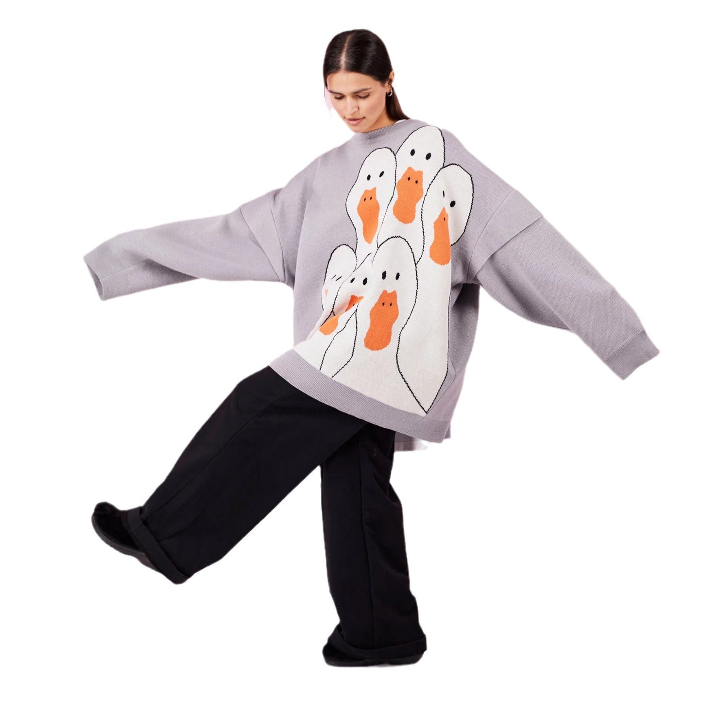 Damen Sweatshirt mit kreativem Entenmotiv und lässigem Schnitt Stalluxe