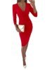 Damen figurbetontes Wickelkleid mit Puffärmeln Stalluxe