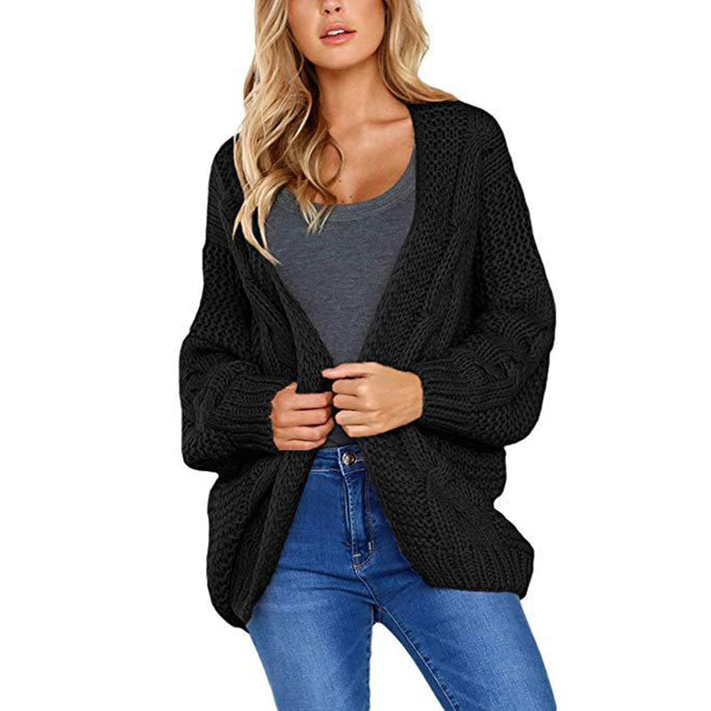 Damen Grobe Strickjacke mit lässigem Schnitt und detailliertem Zopfmuster Stalluxe