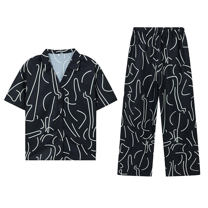 Damen Pyjama-Set mit modernem grafischem Design Stalluxe