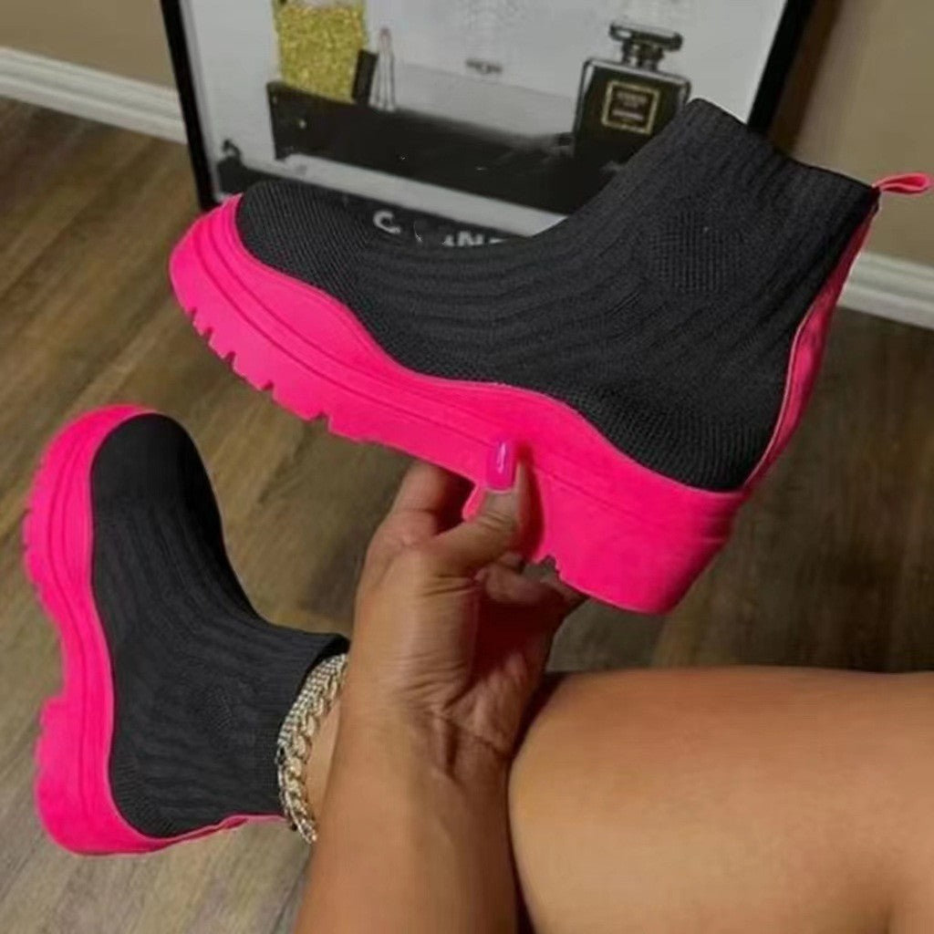 Damen Knöchelschuhe mit rutschfester Gummisohle und elastischem Strickdesign Stalluxe