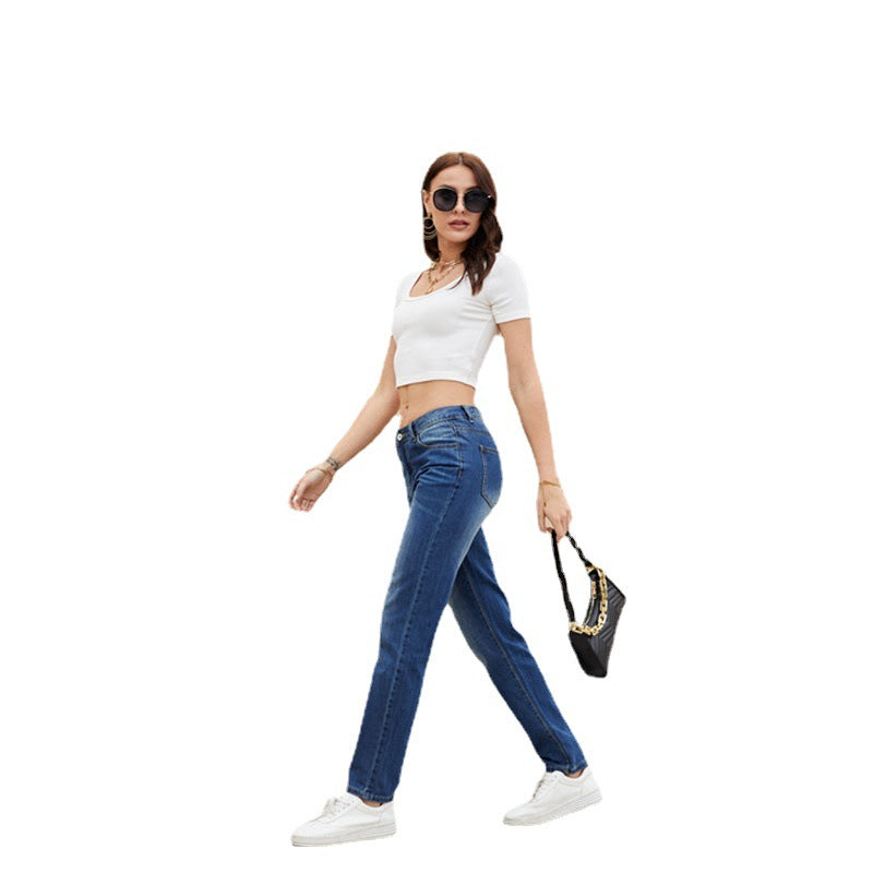 Damen gerade geschnittene Jeans mit Vintage-Details Stalluxe