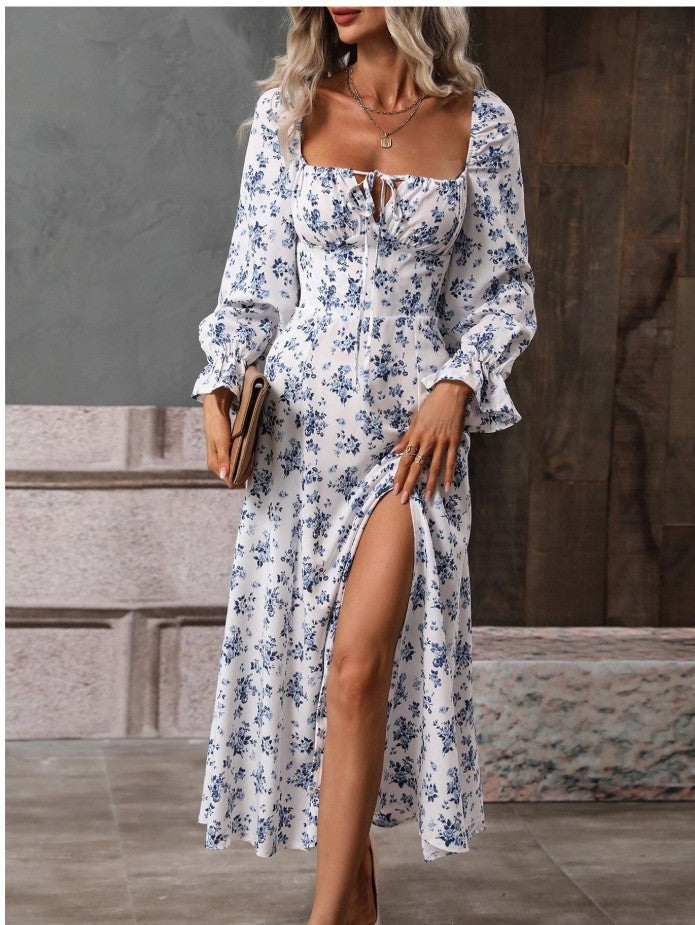 Damen Maxikleid mit tiefem Schlitz und floralem Design Stalluxe