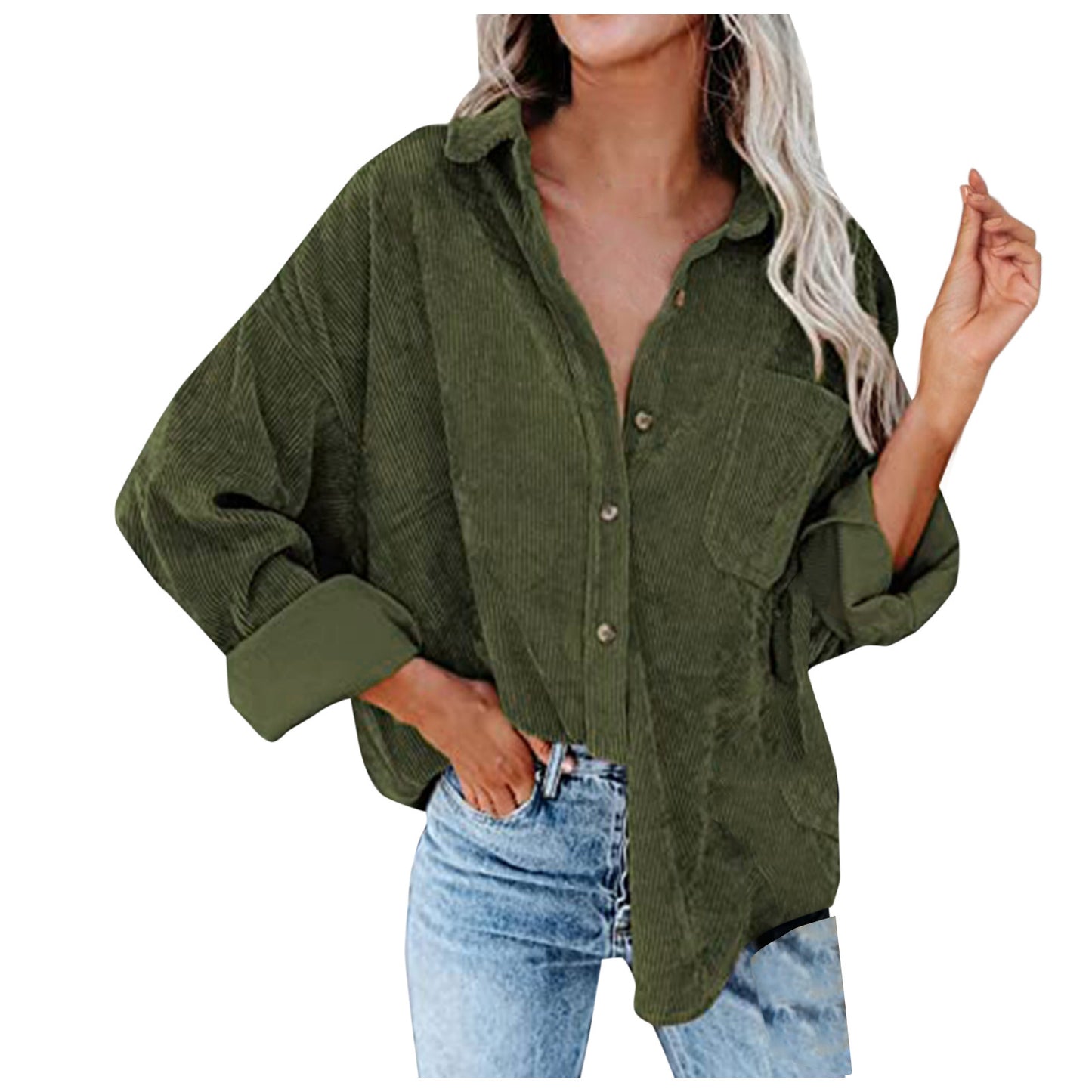 Damen Übergroße Kordbluse Stalluxe