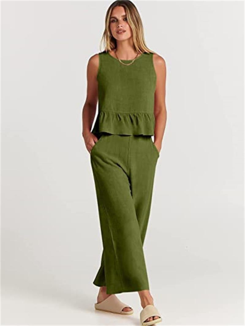 Damen Set mit lässigem Rüschendesign und weiten Hosen Stalluxe