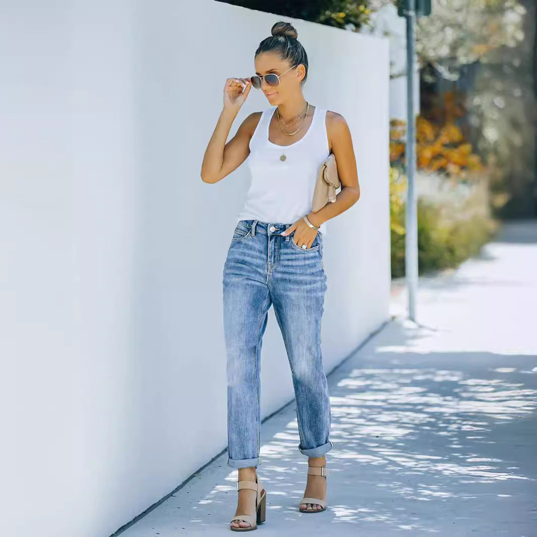 Damen Hoch geschnittene Jeans mit figurbetonter Passform Stalluxe