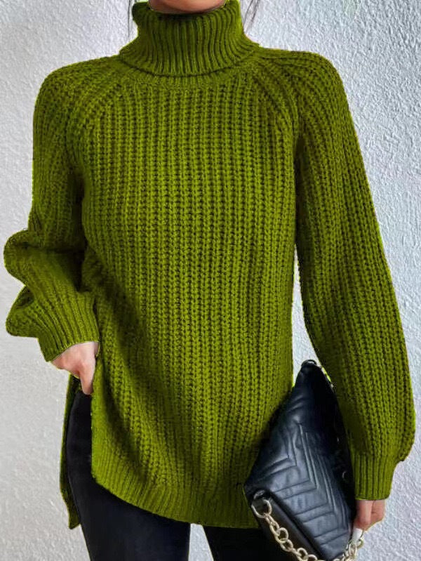 Damen Grobstrickpullover mit hohem Kragen und strukturiertem Muster Stalluxe