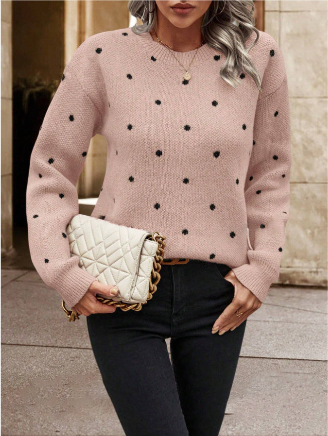 Damen kuscheliger Strickpullover mit trendigem Punktmuster Stalluxe