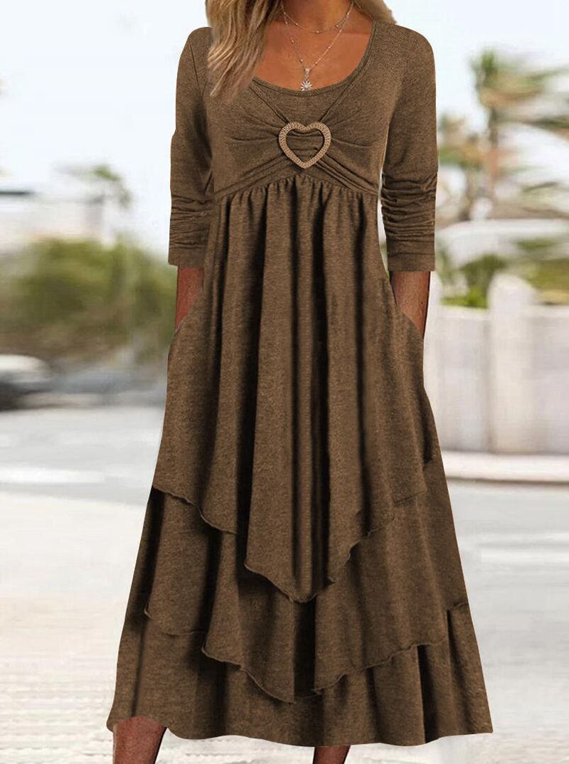 Damen lässiges Maxikleid mit bezauberndem Herzdetail und praktischen Taschen Stalluxe
