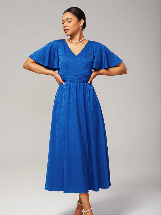 Damen Maxikleid mit voluminösen Ärmeln und floralen Details Stalluxe