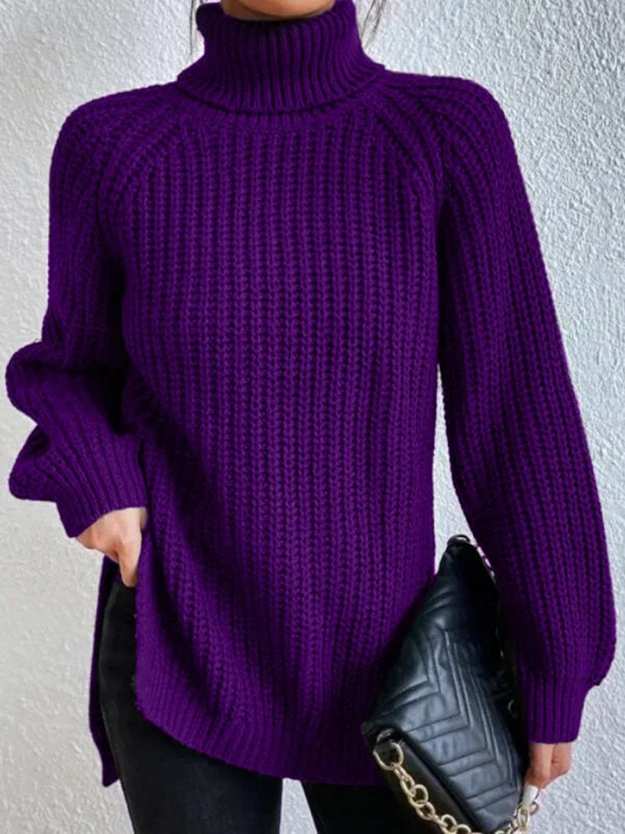 Damen Grobstrickpullover mit hohem Kragen und strukturiertem Muster Stalluxe