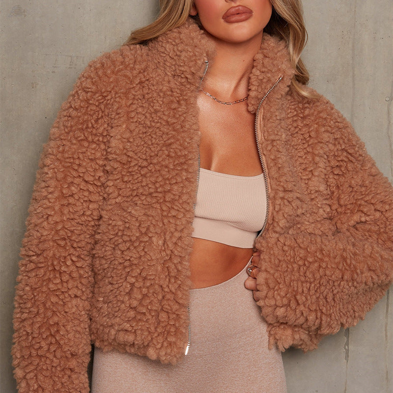 Women's Fluffy Zip-Up Jacket Stalluxe