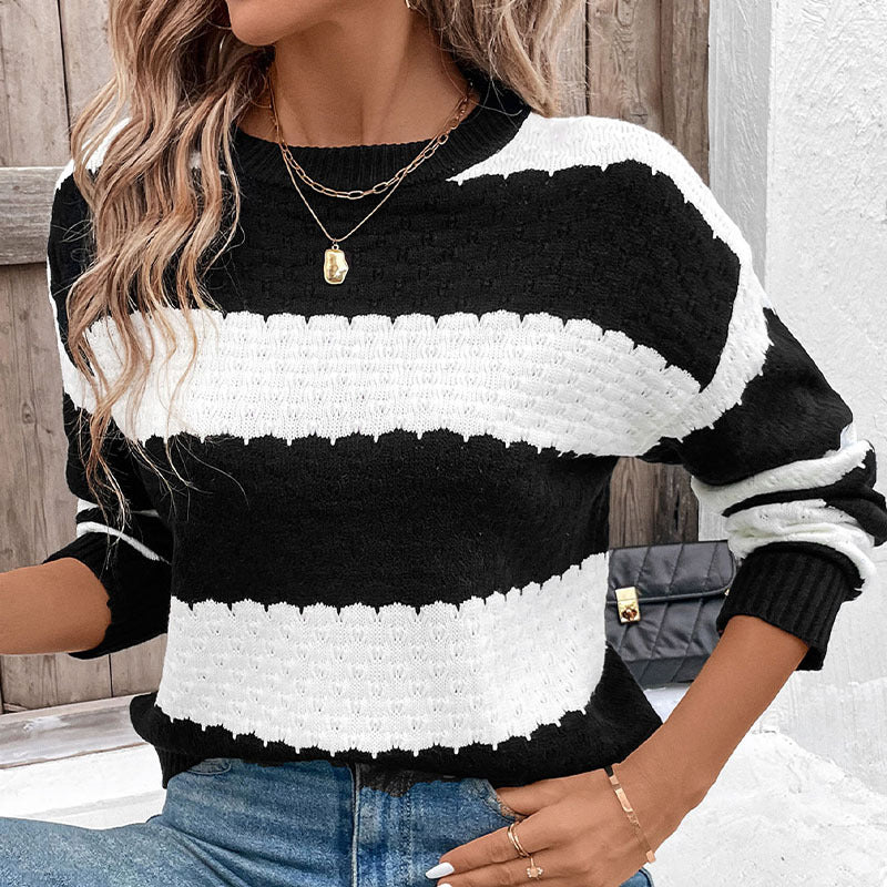 Damen gestreifter Strickpullover Stalluxe