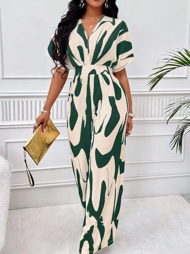 Damen Eleganter Cut-Out Jumpsuit mit modernem Muster Stalluxe