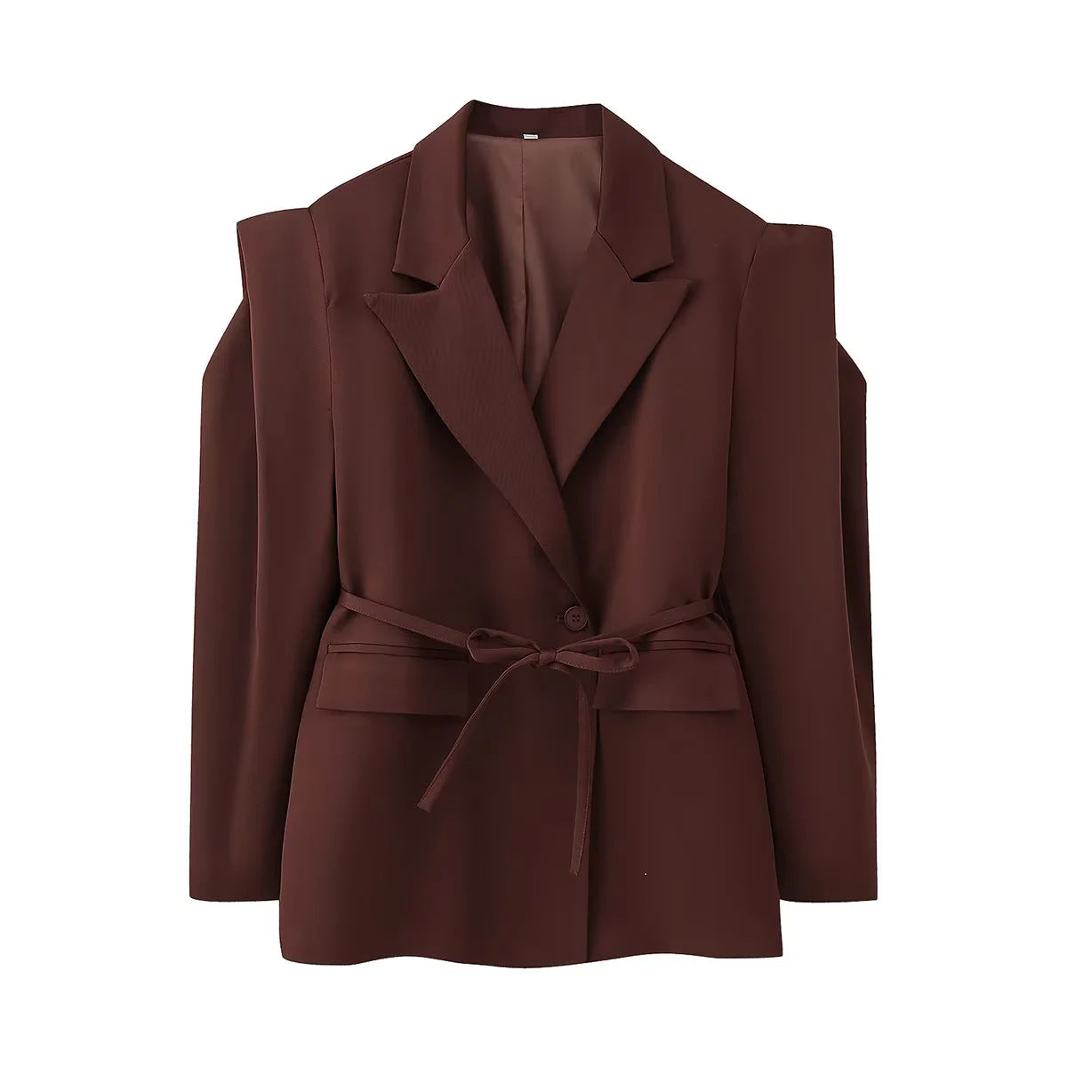 Damen Modische Blazerjacke mit Gürtel und Seidenoptik Stalluxe