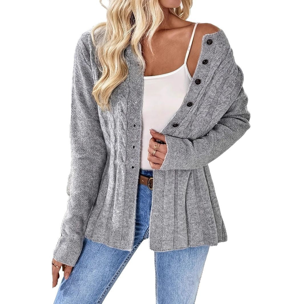 Damen Strickjacke mit dezentem Ripp-Design und Knopfdetails Stalluxe