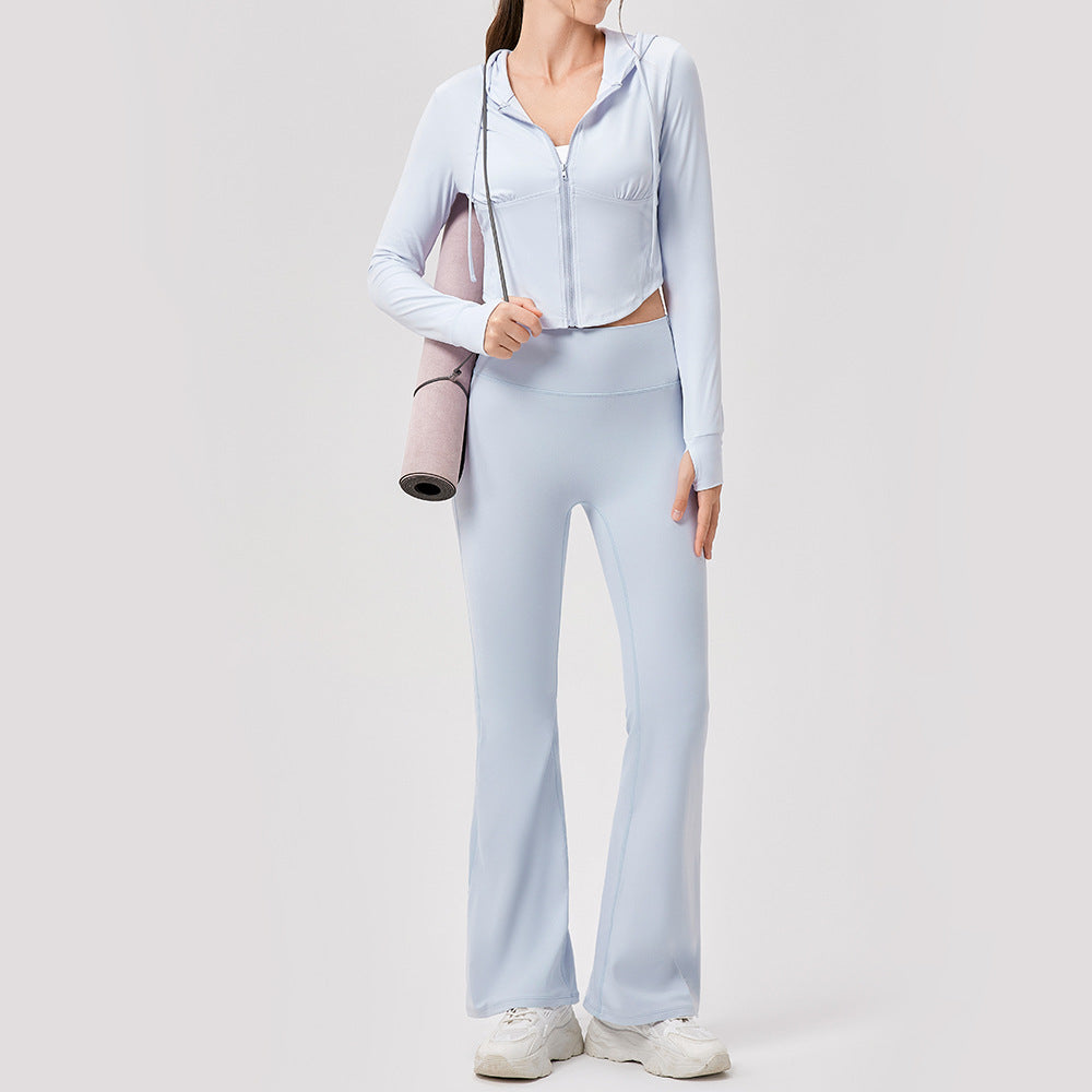 Damen Sportliche Cropped Jacke mit Kapuze und Reißverschluss Stalluxe