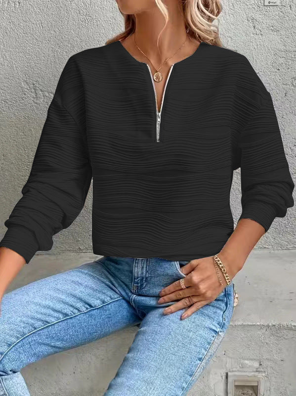 Damen Moderner Sweatshirt mit Halbreißverschluss und strukturiertem Design Stalluxe
