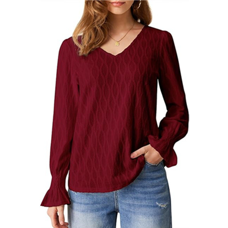 Damen modische V-Ausschnitt Bluse mit raffinierten Rüschendetails Stalluxe