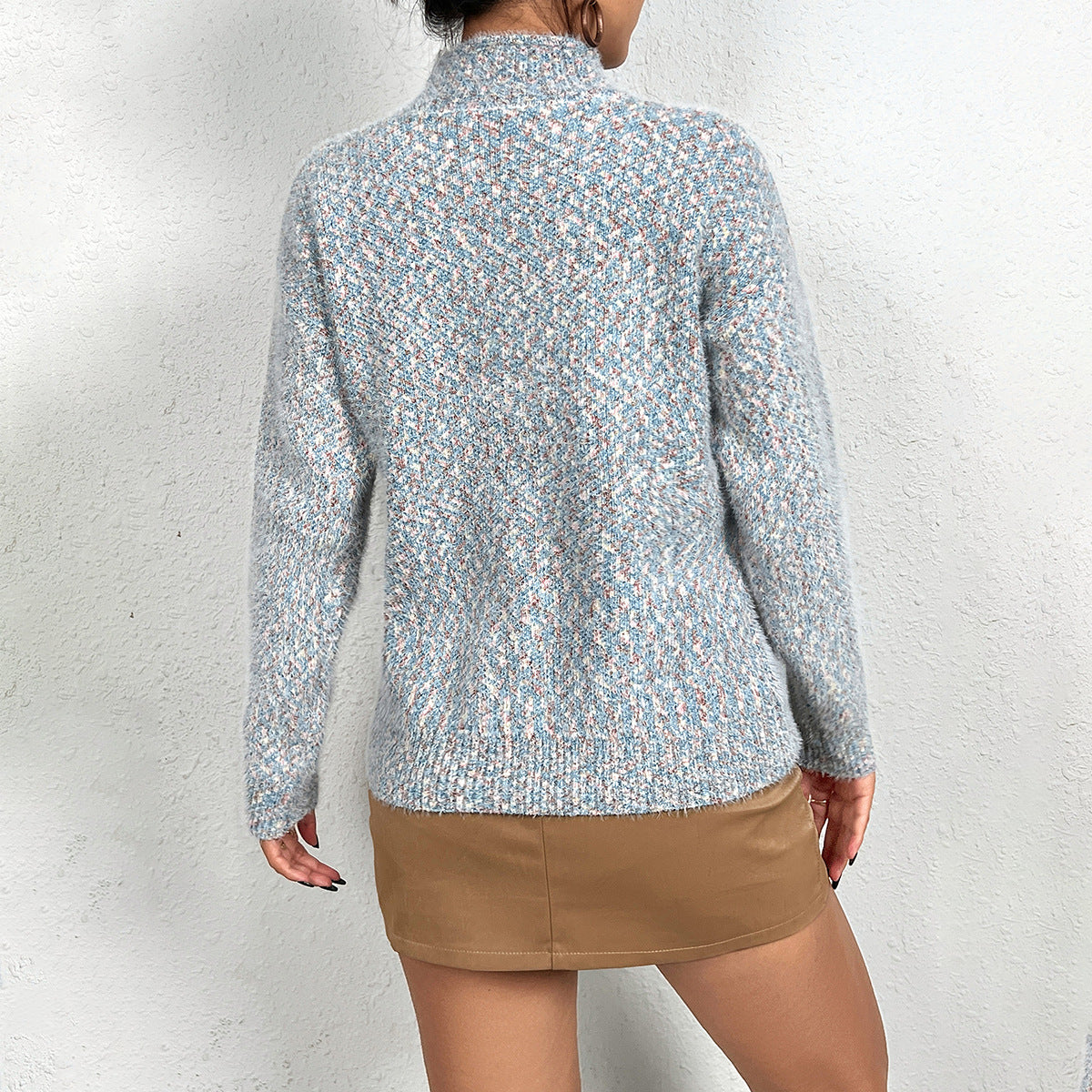 Damen Strickpullover mit festlichem Rentiermotiv und hochgeschlossenem Kragen Stalluxe